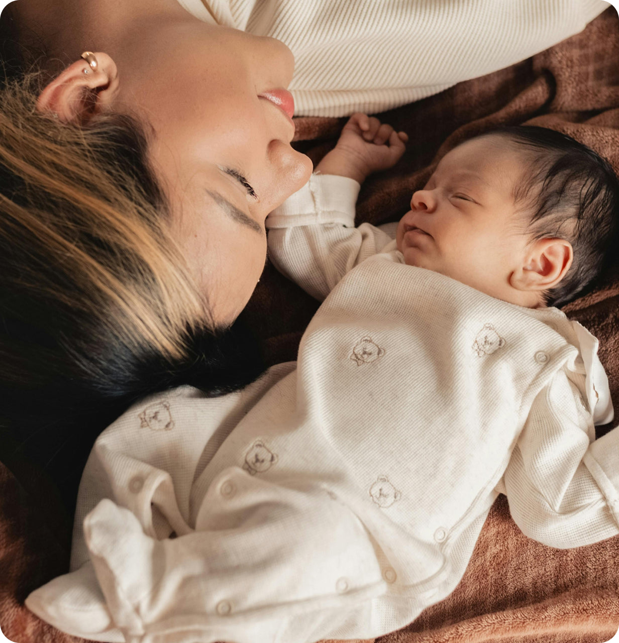 mom and baby sleeping
