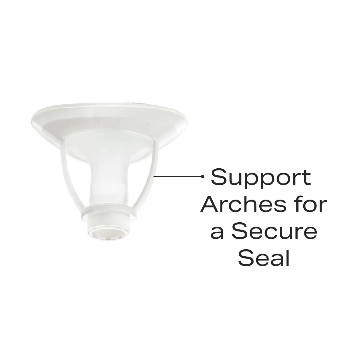 Up close view of the silicone breast shield to show support arches