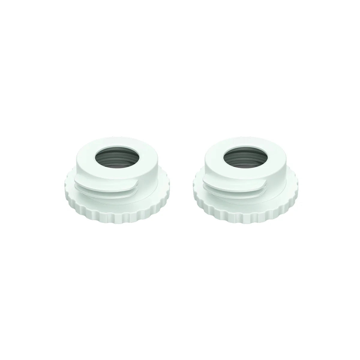 close up of two mothers nature h/z standard neck adapters in light green