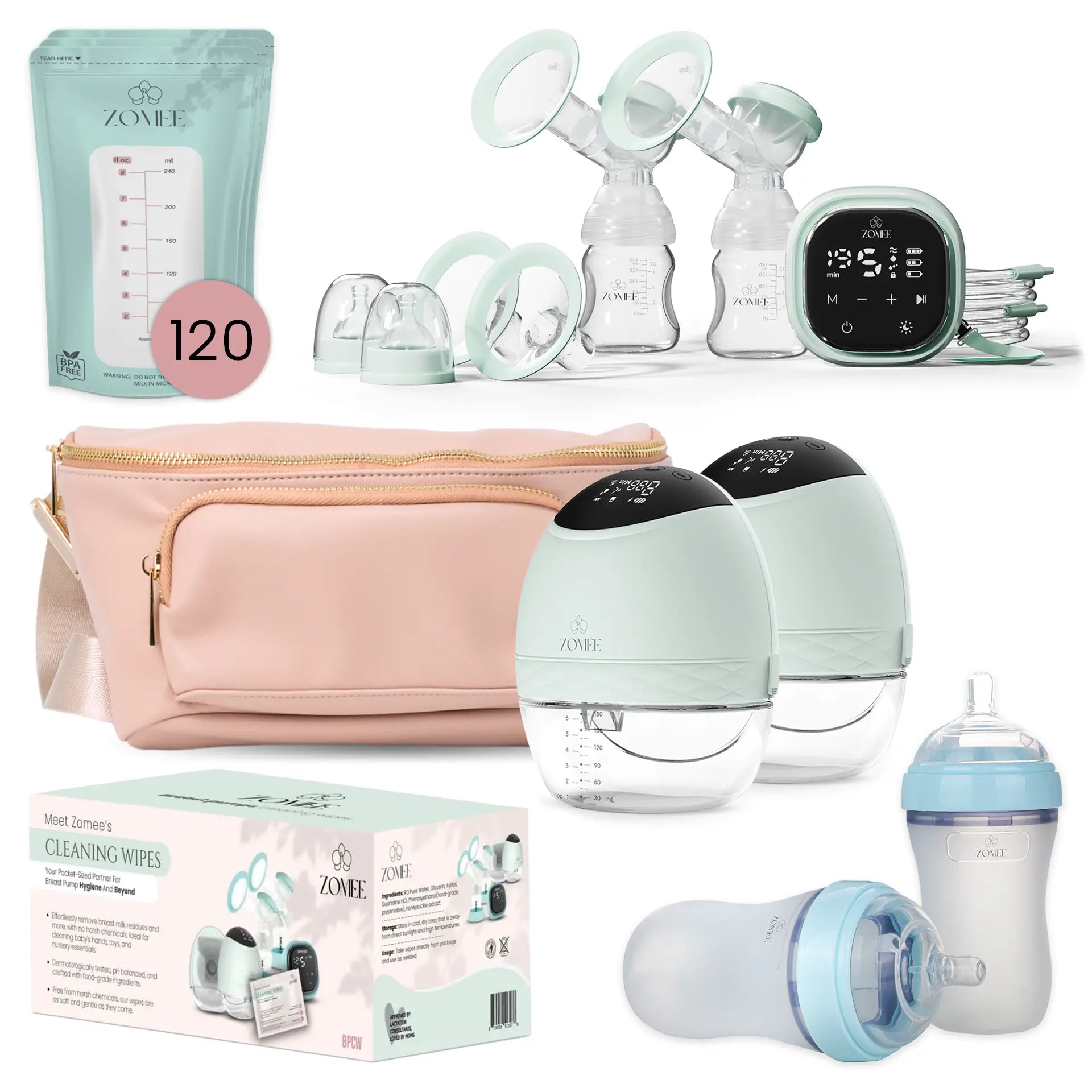 Zomee Dual Breast Pump Starter Bundle