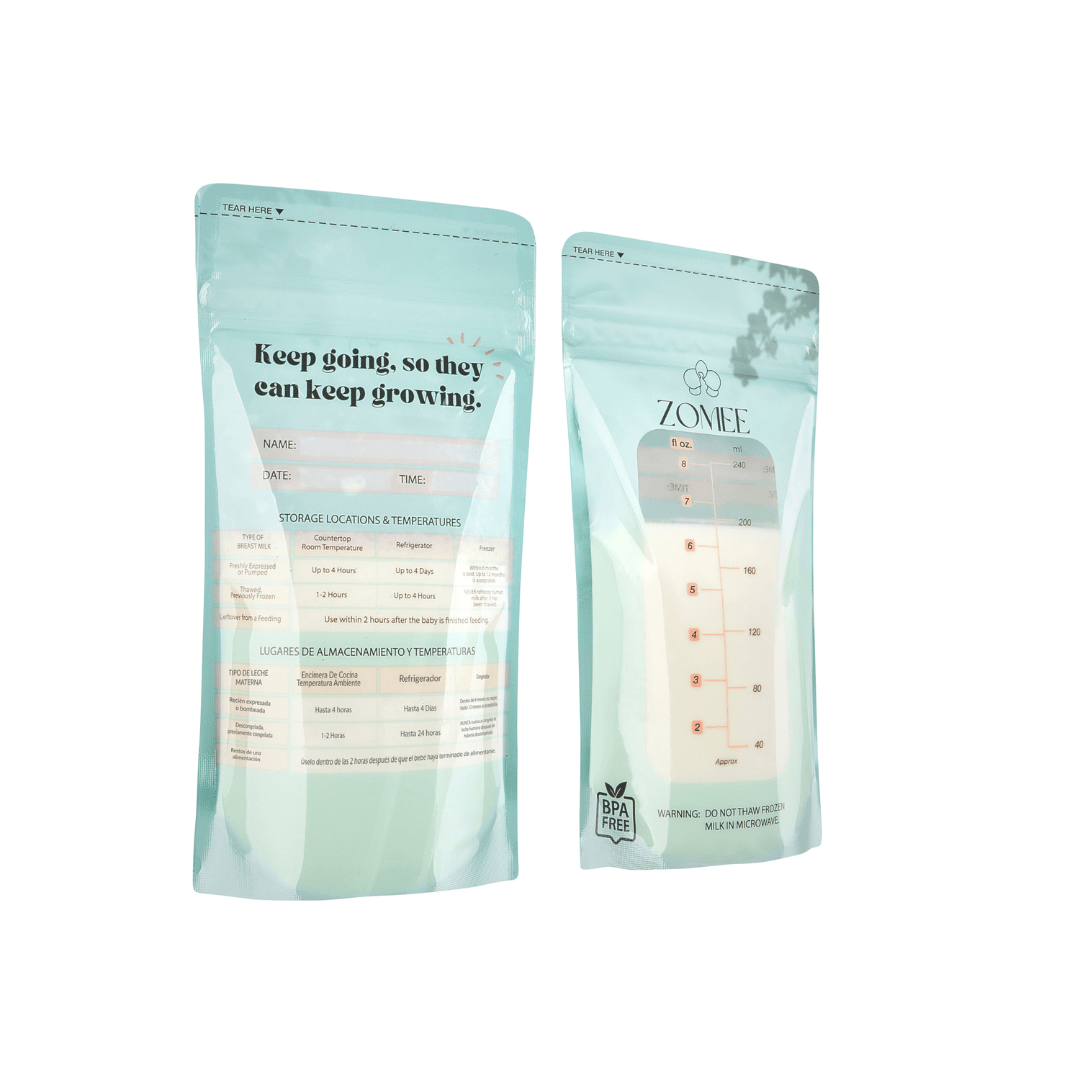 Nanobebe Breast Milk Storage Bags, Blue/Clear - 50 count