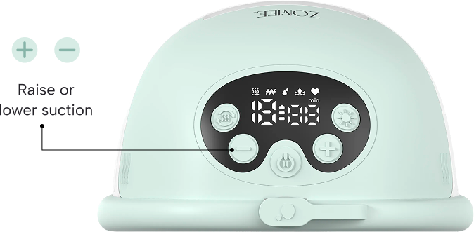 mother's nature w1 display showing the 12 level suction buttons