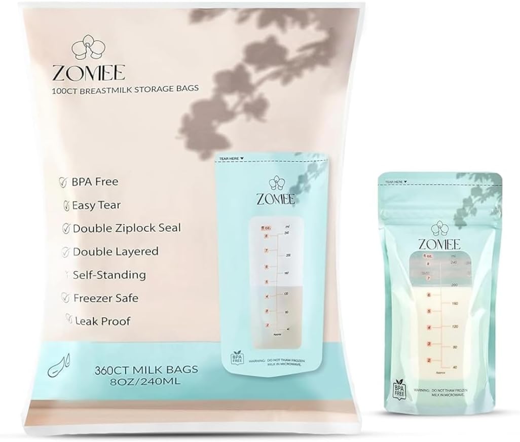 Zomee Breast Milk Storage Bags | Leak-Proof and Freezer-Safe