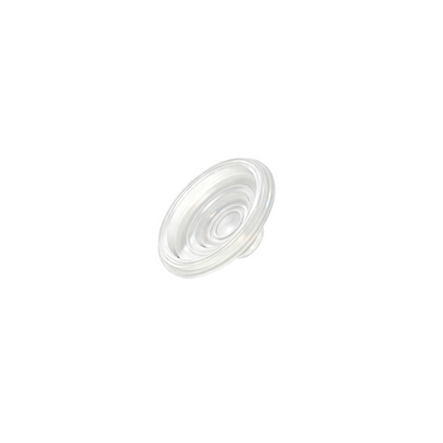 Clear plastic component on a white background