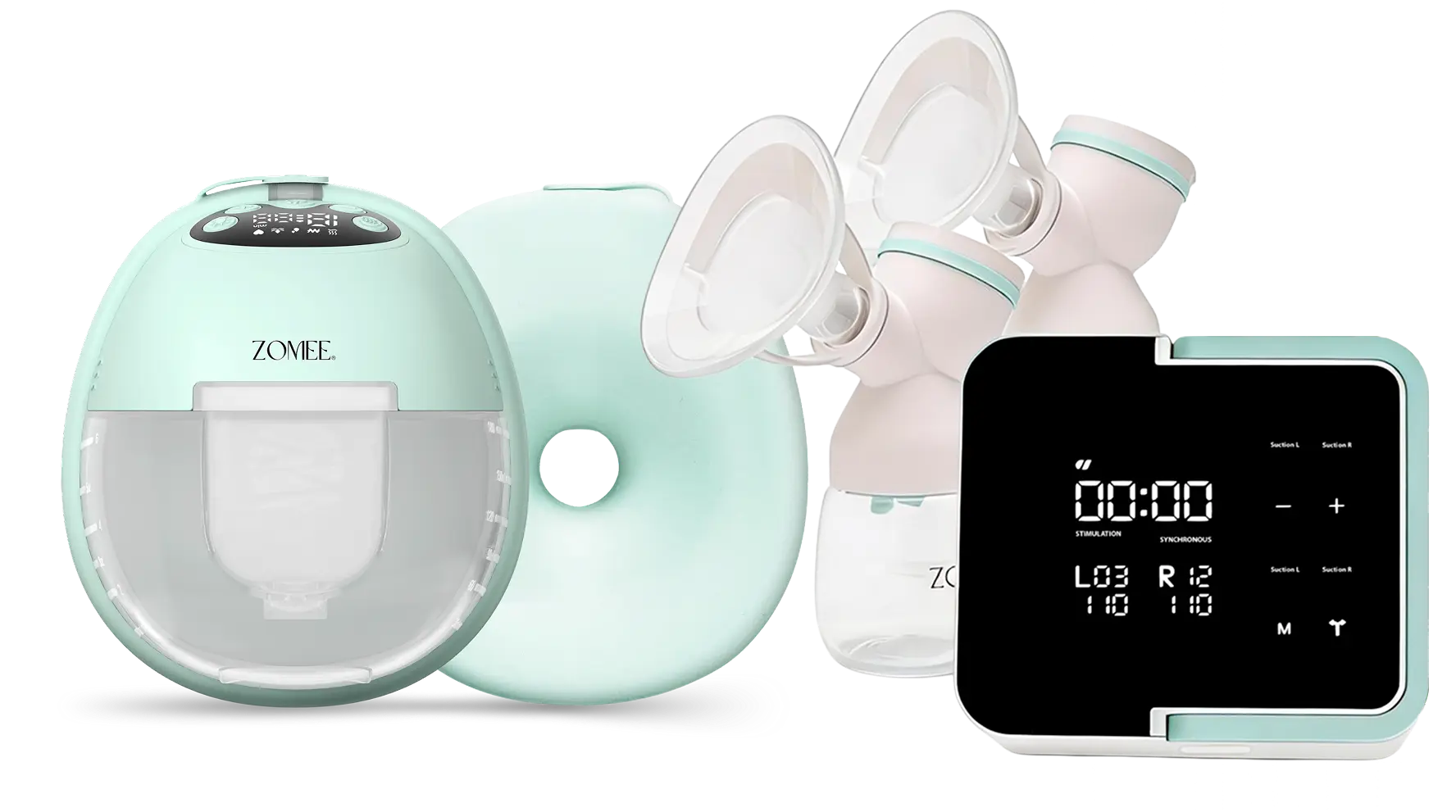 Close up view of the Mother's Nature W1 and H1 breast pumps