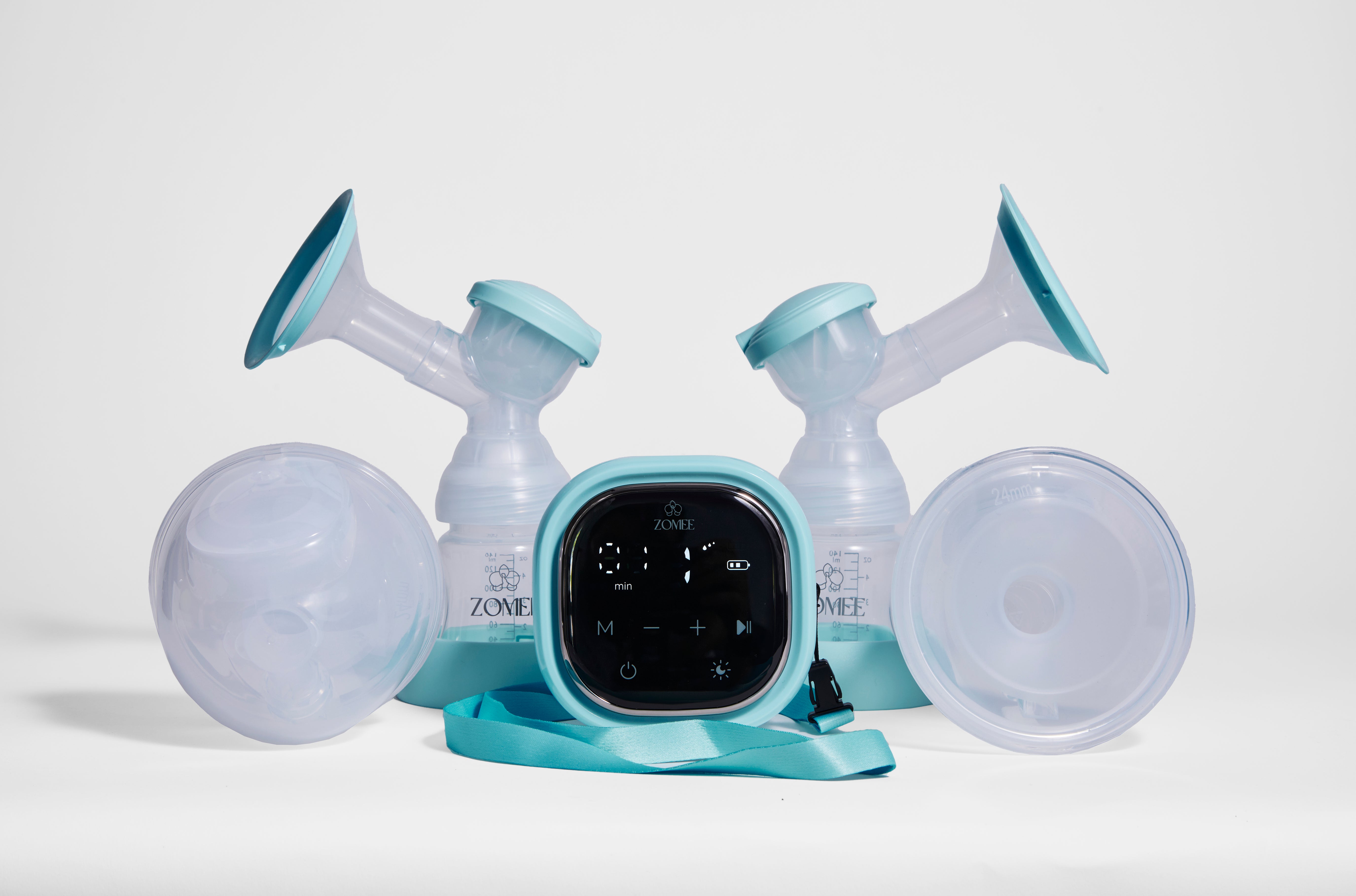 Z2 Pump &amp;  Silicone Hands Free Collection Cups Bundle - Zomee Breast Pumps