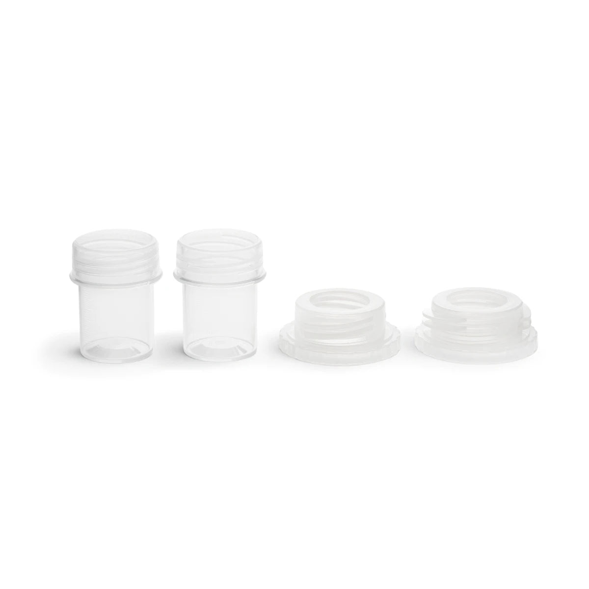 Two of pairs of the Mother’s Nature H1 Breast Pump Colostrum Containers and Lids