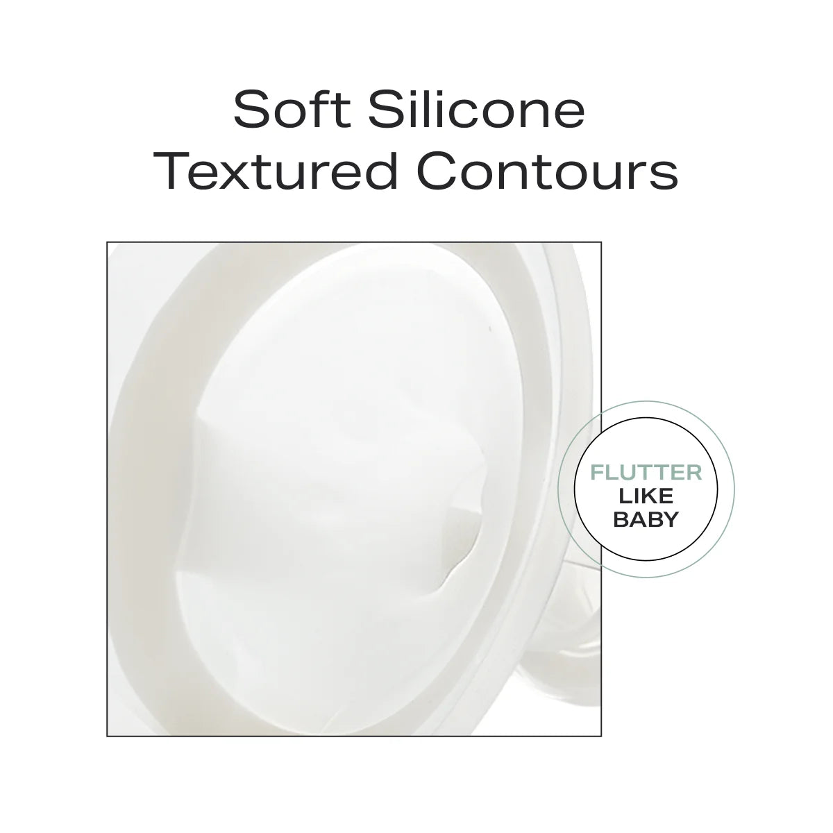 Up close view of breast shield flange to show soft silicone textured contours