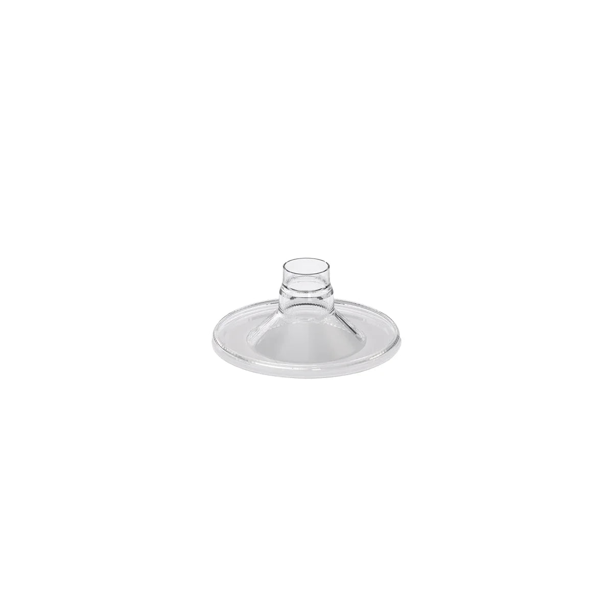 Top angled view of a BPA-free Zomee silicone breast shield laid flat
