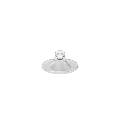 Top angled view of a BPA-free Zomee silicone breast shield laid flat